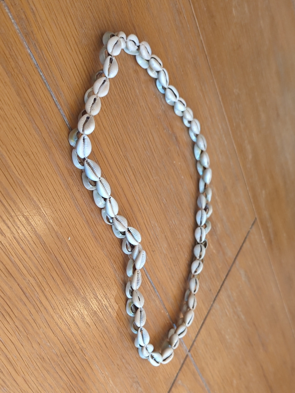 Handcrafted Shell Cowrie Necklace - White Cowrie Bead Strand Unisex
